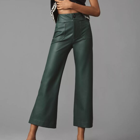 The Colette Cropped Wide-Leg Pants by Maeve: Faux-Leather Edition - Picture 1 of 11